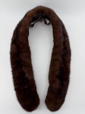 Luxury Vintage Genuine Mink Fur Collar Stole - Dark Brown